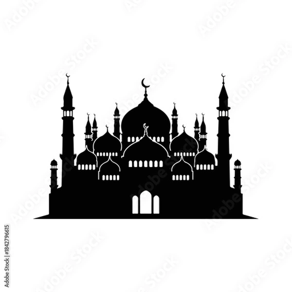 Obraz Silhouette of Mosque with Domes and Minarets.