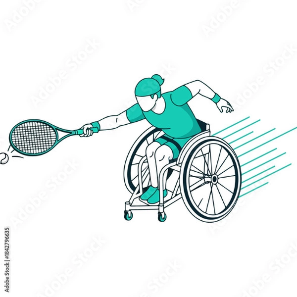 Obraz Wheelchair Tennis Player in Dynamic Action.