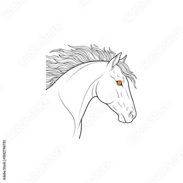 Obraz Elegant Profile Of A Horse Head Sketch.