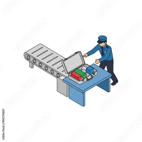 Obraz Industrial worker operating conveyor belt packaging line.