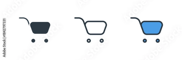 Obraz shopping cart icon set vector illustration. line, glyph, color symbol isolated on white background