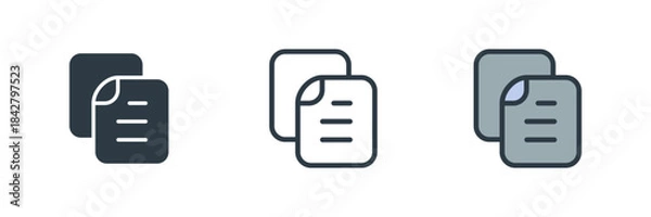 Obraz document icon set vector illustration. line, glyph, color symbol isolated on white background