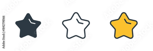 Obraz star icon set vector illustration. line, glyph, color symbol isolated on white background