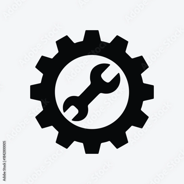 Fototapeta Metal gear icon vector illustration on internet button