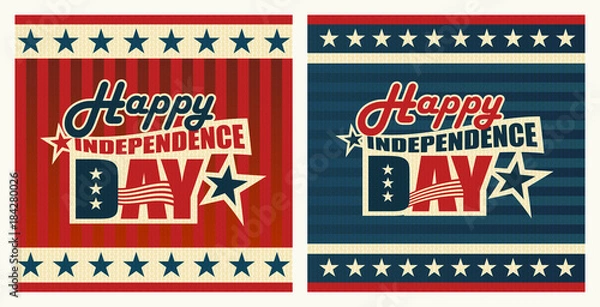 Fototapeta Vector signs with the symbols of the United States. Patriotic label USA and text Happy Independence Day.