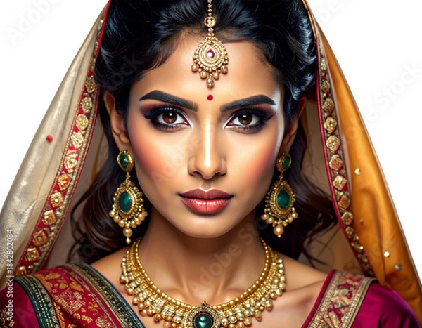 Obraz Portrait of Indian Model With Sharp, Elegant Facial Structure