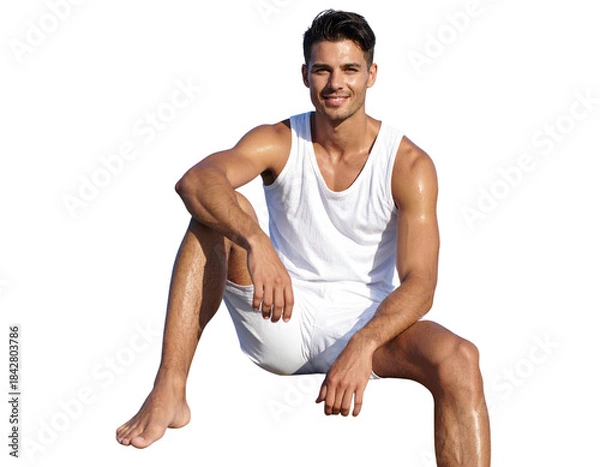 Obraz Thoughtful Young Man Sitting by Window in Soft Lighting