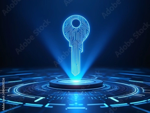 Obraz Holographic digital key security concept