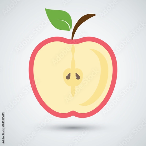 Obraz Red apple vector healthy sweet fruit half apple illustration