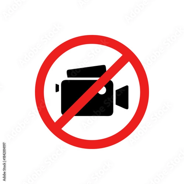 Obraz No Video Recording Allowed – Camera Prohibition Icon