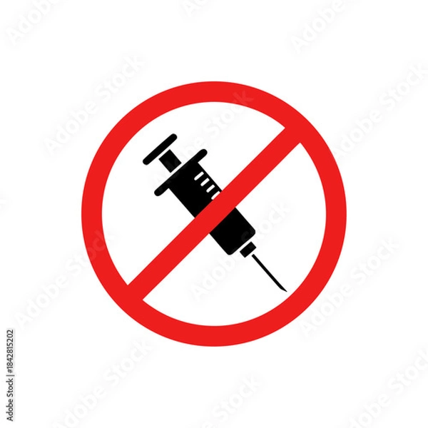 Obraz No Injection Allowed – Syringe Prohibition Icon