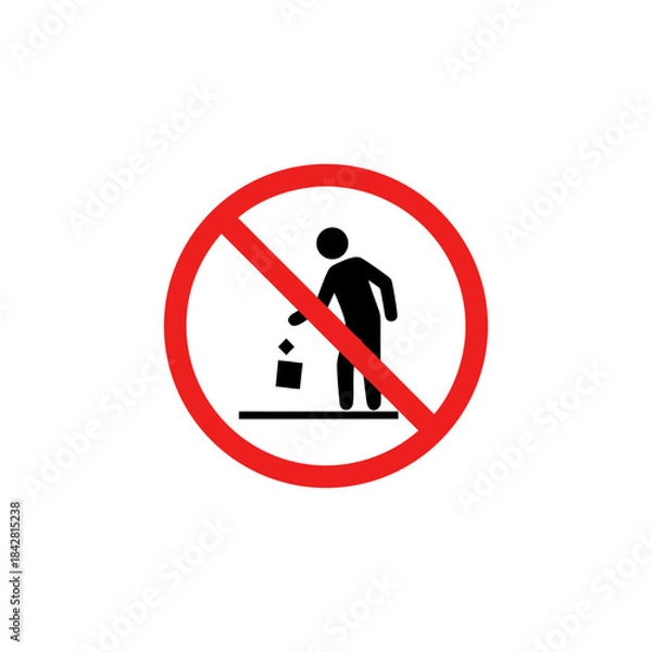 Obraz No Littering Allowed – Throwing Garbage Prohibition Icon