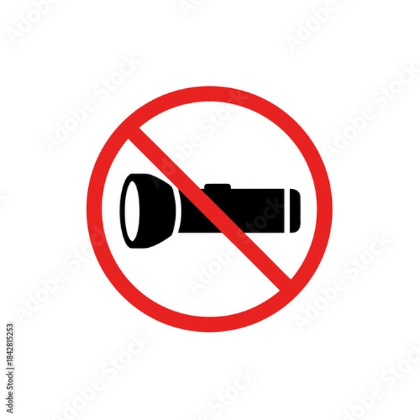 Obraz No Flashlight Allowed – Torch Prohibition Icon