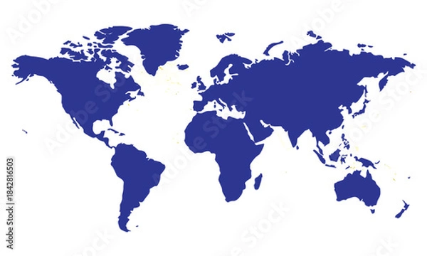 Fototapeta World map outline in blue with adobe illustrator icon and number 211