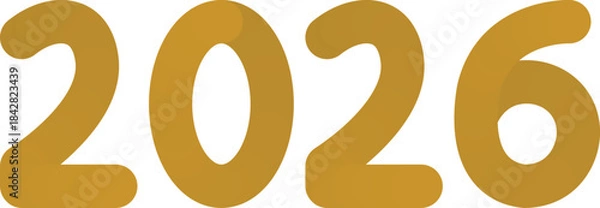 Obraz 2026 Gold Vector Numbers, Modern Year 2026 Typography Graphic for New Year & Celebration, gold 2026 on transparent background 