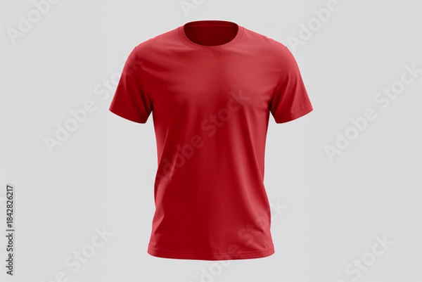 Obraz Red T- Shirt Front View on Gray Background