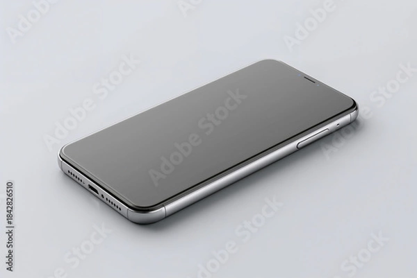 Obraz Silver Smartphone with Gray Screen on Light Background