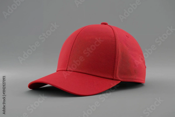 Obraz Simple Red Baseball Cap on a Light Gray Backdrop