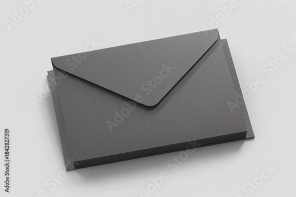 Obraz Stack of Dark Gray Envelopes on a Light Gray Background