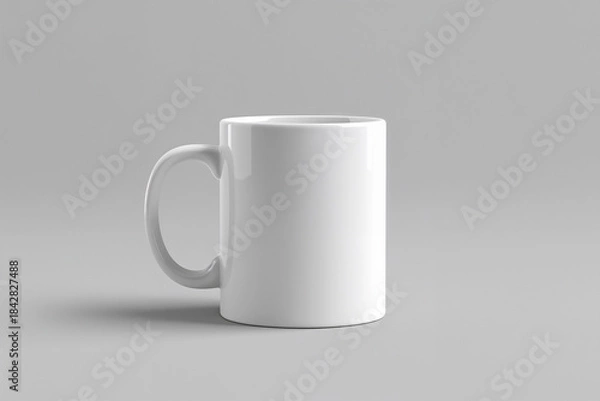 Obraz White Ceramic Mug on a Gray Background