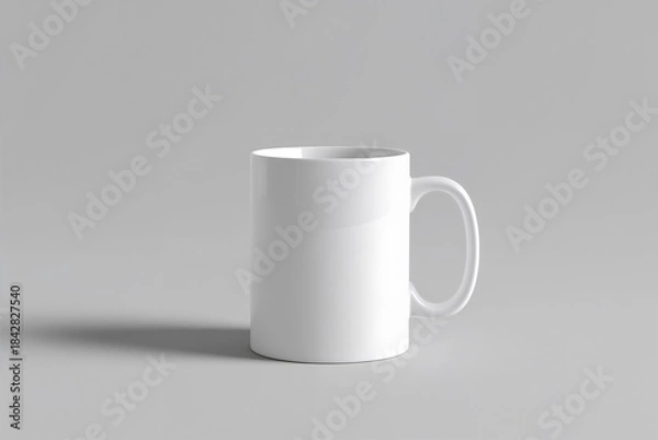 Obraz White Ceramic Mug on a Gray Studio Background