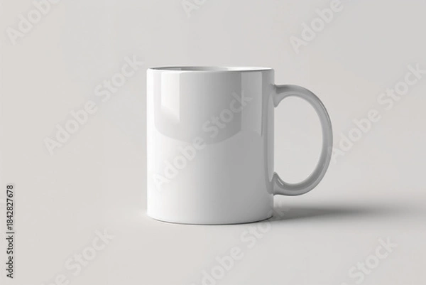 Obraz White Ceramic Mug on a Light Gray Background