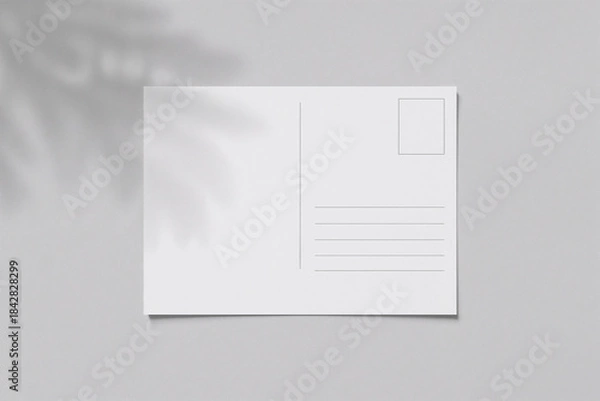 Obraz White Postcard Back with Shadow Overlay on Gray Background