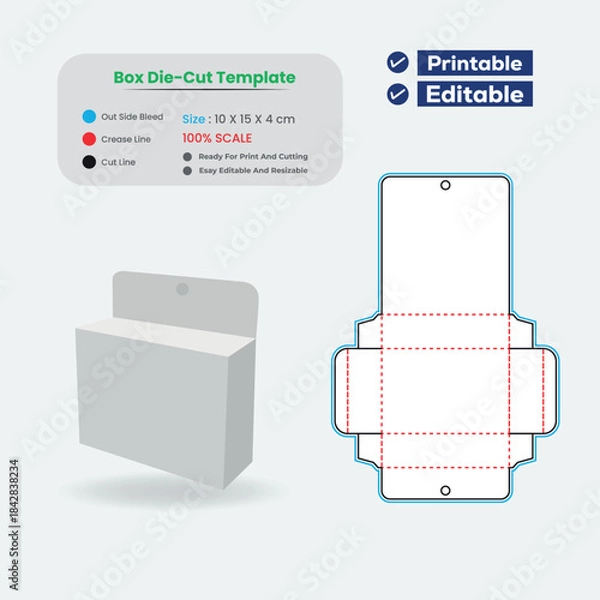 Obraz Box packaging die cut template design with 3d mockup