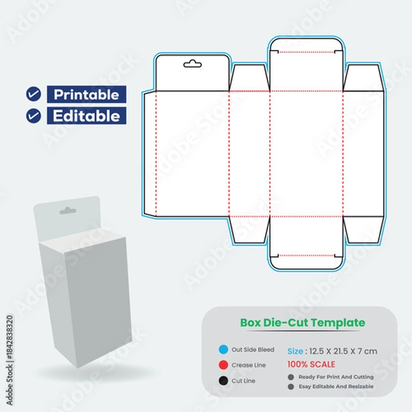 Obraz Box packaging die cut template design with 3d mockup