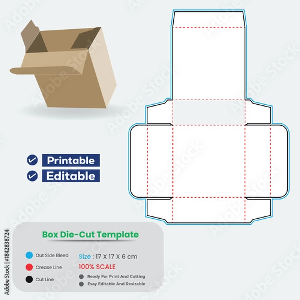 Obraz Box packaging die cut template design with 3d mockup