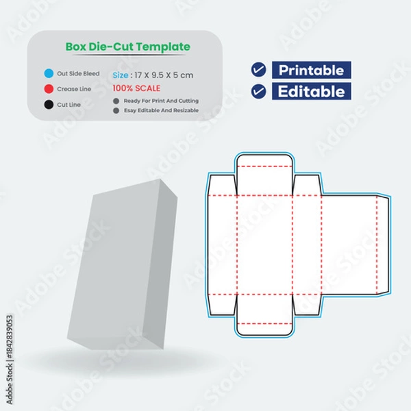 Obraz Box packaging die cut template design with 3d mockup