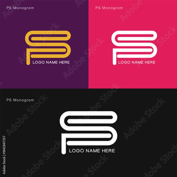 Fototapeta PS Initial Logo – Sleek Monogram in Vector Format for Stationery and Brand Assets