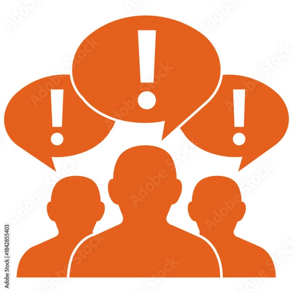 Obraz Three silhouettes with exclamation mark speech bubbles