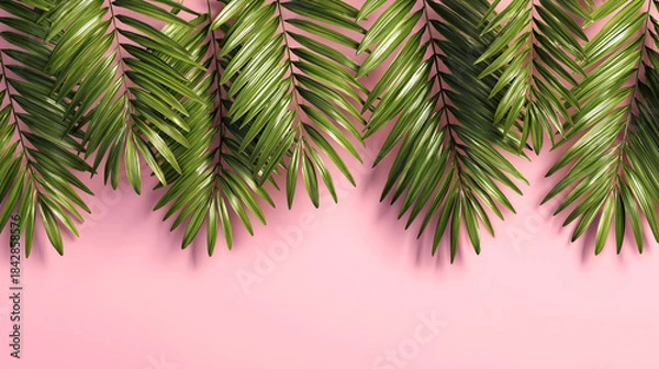 Fototapeta Palm leaves on pink background