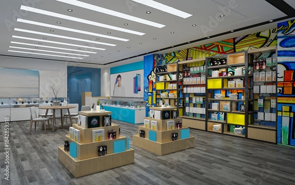 Obraz 3d render electronics technology shop retail store