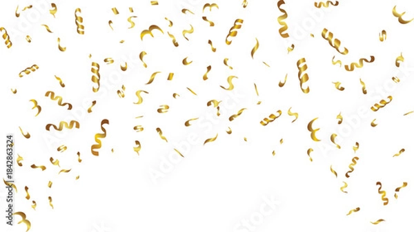 Fototapeta Golden confetti streamers falling down for party celebration event background, 4k video