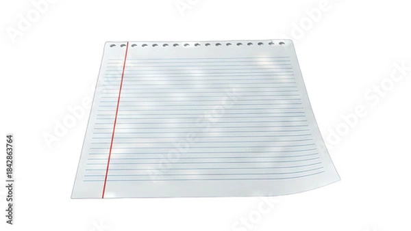 Obraz Blank Lined Paper Sheet Isolated on White Background