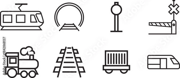 Fototapeta Rail icon set. linear vector design 