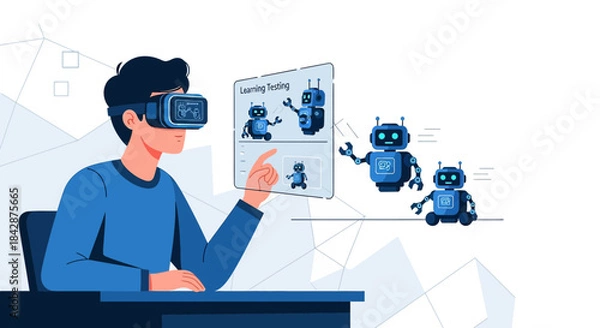 Obraz Innovating learning: Virtual reality training and testing robots for future technology enhancement