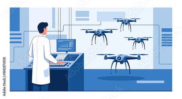 Obraz Innovative drone control center showcasing advanced aerial technology and data analytics