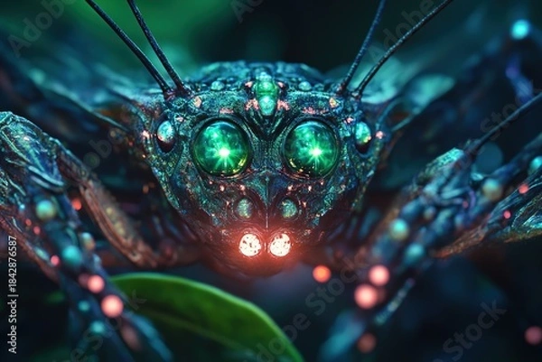 Obraz alien insect queen surrounded by glowing larvae