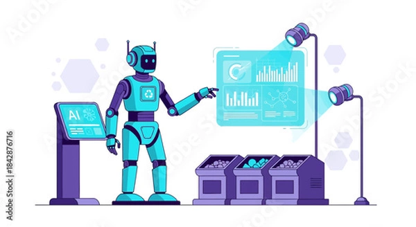 Obraz Innovative recycling process managed by autonomous robot with advanced analytics interface