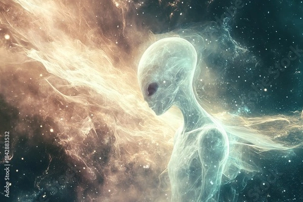 Obraz ethereal alien being made of pure energy in space
