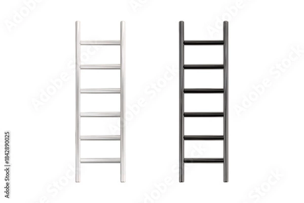 Obraz Two metal ladders side by side on transparent background