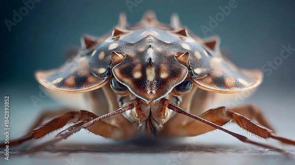 Fototapeta Striking Macro Close-Up of a Spiked Aquatic Insect's Detailed Exoskeleton