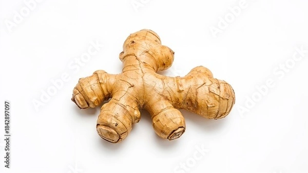 Fototapeta Fresh ginger root with multiple protrusions.