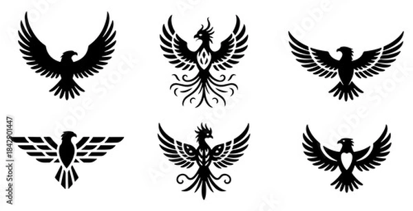 Obraz eagle silhouette vector icon set