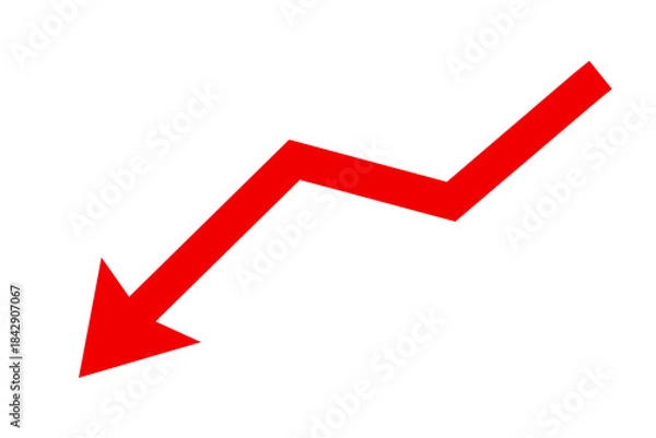 Obraz Red downward zigzag arrow