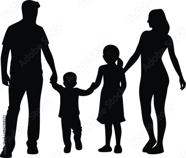 Fototapeta Inclusive Family Silhouette Vector Transparent Background