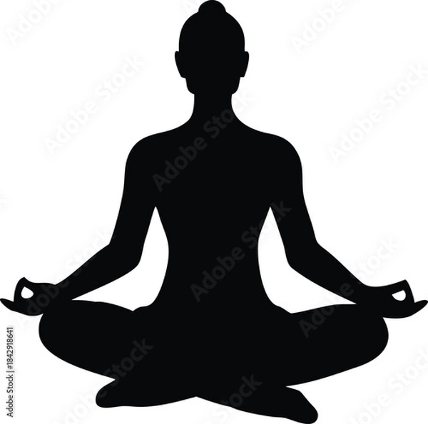 Obraz Meditation Mudra Silhouette Vector Transparent Background